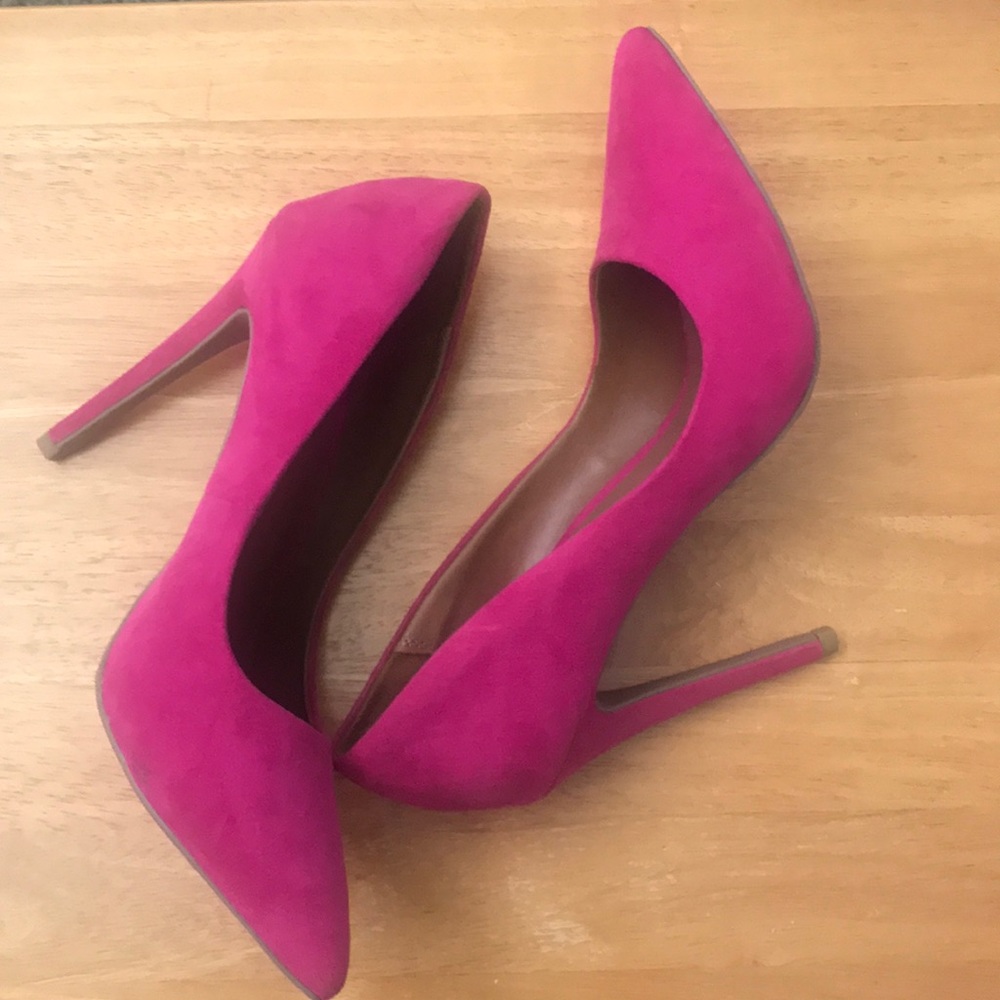 SM  hot pink 4 inch heels man made suede - Picture 3 of 3